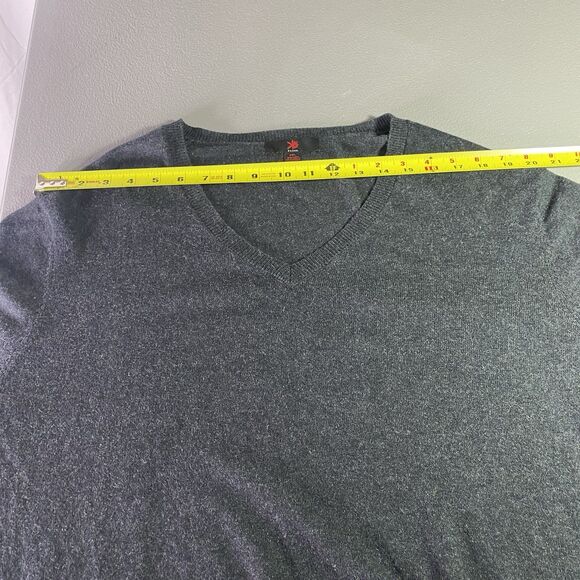 EGARA Sweater Cashmere Cotton Blend V-Neck Long Sleeve Lightweight Mens XXL Gray - Picture 4 of 7